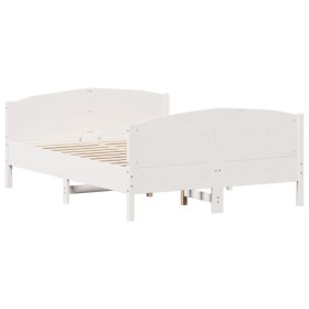 Estructura de cama con cabecero madera pino blanco 160x200 cm
