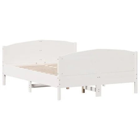 Bettgestell mit Kopfteil aus weißem Kiefernholz, 160 x 200 cm von , Betten und Lattenroste - Ref: Foro24-3216168, Preis: 237,...