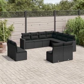 Set de sofás de jardín 11 pzas y cojines ratán sintético negro by , Modular outdoor sofas - Ref: Foro24-3251462, Price: 660,6...