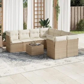 Set de sofás de jardín 9 pzas con cojines ratán sintético beige by , Garden sets - Ref: Foro24-3217318, Price: 598,82 €, Disc...