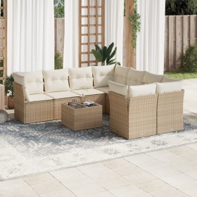 Set de sofás de jardín 9 pzas con cojines ratán sintético beige by , Garden sets - Ref: Foro24-3217318, Price: 585,60 €, Disc...