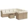 Set de sofás de jardín 9 pzas con cojines ratán sintético beige by , Garden sets - Ref: Foro24-3217318, Price: 598,82 €, Disc...