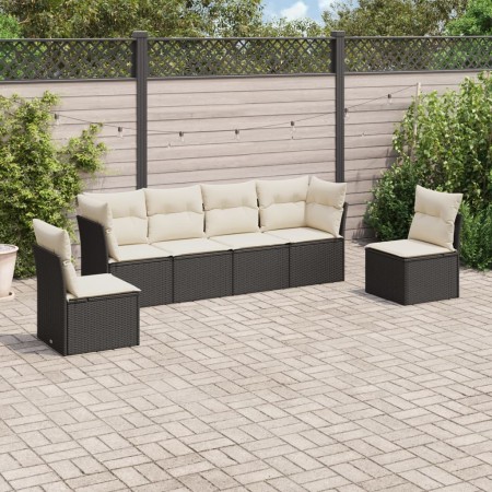 Set de sofás de jardín 6 piezas y cojines ratán sintético negro by , Garden sets - Ref: Foro24-3249205, Price: 352,51 €, Disc...