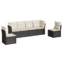 Set de sofás de jardín 6 piezas y cojines ratán sintético negro by , Garden sets - Ref: Foro24-3249205, Price: 347,83 €, Disc...