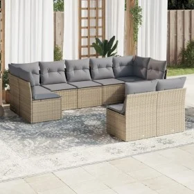 Set de sofás de jardín 9 pzas con cojines ratán sintético beige by , Garden sets - Ref: Foro24-3249988, Price: 577,73 €, Disc...
