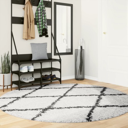 Alfombra de pelo largo moderna crema y negro Ø 200 cm de , Alfombras - Ref: Foro24-375379, Precio: 67,95 €, Descuento: %