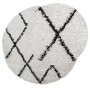 Alfombra de pelo largo moderna crema y negro Ø 200 cm de , Alfombras - Ref: Foro24-375379, Precio: 67,95 €, Descuento: %