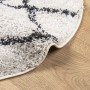 Alfombra de pelo largo moderna crema y negro Ø 200 cm de , Alfombras - Ref: Foro24-375379, Precio: 67,95 €, Descuento: %