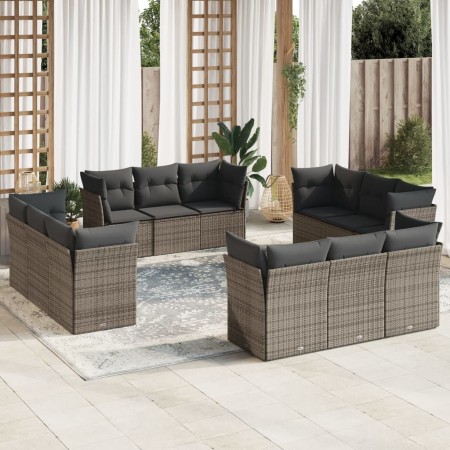 Set de sofás de jardín 12 pzas con cojines ratán sintético gris by , Garden sets - Ref: Foro24-3217330, Price: 787,24 €, Disc...