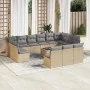 Set sofás de jardín 14 pzas con cojines ratán sintético beige by , Garden sets - Ref: Foro24-3250238, Price: 841,35 €, Discou...