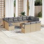 Set sofás de jardín 14 pzas con cojines ratán sintético beige by , Garden sets - Ref: Foro24-3250238, Price: 856,15 €, Discou...