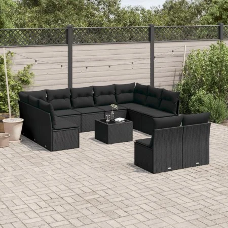 Set de sofás de jardín 12 piezas cojines ratán sintético negro by , Garden sets - Ref: Foro24-3250194, Price: 661,27 €, Disco...