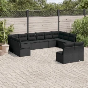 12-teiliges Gartensofa-Set mit schwarzen Kissen aus synthetischem Rattan. von , Gartensets - Ref: Foro24-3250204, Preis: 682,...