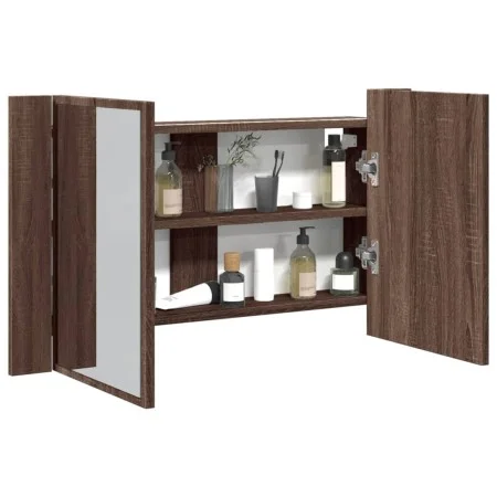 Armario espejo de baño LED acrílico marrón roble 80x12x45 cm de , Tocadores de baño - Ref: Foro24-834953, Precio: 56,19 €, De...