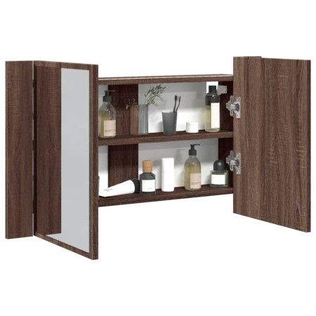 LED-Badezimmerspiegelschrank aus braunem Eichen-Acrylglas 80x12x45 cm. von , Badezimmerwaschtische - Ref: Foro24-834953, Prei...
