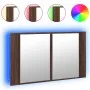 Armario espejo de baño LED acrílico marrón roble 80x12x45 cm de , Tocadores de baño - Ref: Foro24-834953, Precio: 56,19 €, De...