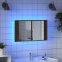 LED-Badezimmerspiegelschrank aus braunem Eichen-Acrylglas 80x12x45 cm. von , Badezimmerwaschtische - Ref: Foro24-834953, Prei...