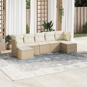 Gartensofagarnitur 7-teilig mit Kissen aus synthetischem Rattan in Beige. von , Gartensets - Ref: Foro24-3218028, Preis: 420,...