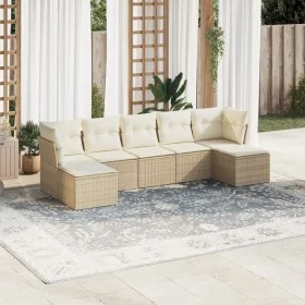 Gartensofagarnitur 7-teilig mit Kissen aus synthetischem Rattan in Beige. von , Gartensets - Ref: Foro24-3218028, Preis: 441,...