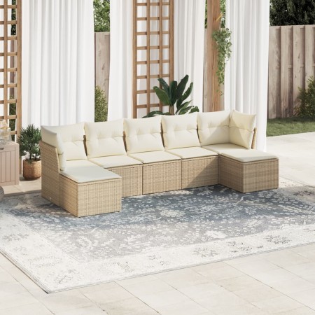 Set sofás de jardín 7 piezas y cojines ratán sintético beige by , Garden sets - Ref: Foro24-3218028, Price: 420,93 €, Discoun...