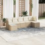 Set sofás de jardín 7 piezas y cojines ratán sintético beige by , Garden sets - Ref: Foro24-3218028, Price: 420,93 €, Discoun...