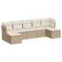 Gartensofagarnitur 7-teilig mit Kissen aus synthetischem Rattan in Beige. von , Gartensets - Ref: Foro24-3218028, Preis: 420,...