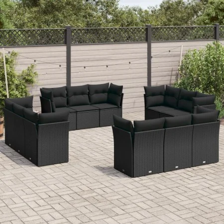 Garden sofa set 12 pieces with black synthetic rattan cushions by , Garden sets - Ref: Foro24-3217325, Price: 873,04 €, Disco...