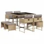 Set comedor de jardín 9 pzas con cojines ratán sintético beige de , Conjuntos de jardín - Ref: Foro24-3211320, Precio: 386,73...