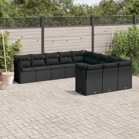Set de sofás de jardín 11 pzas y cojines ratán sintético negro by , Garden sets - Ref: Foro24-3250244, Price: 676,33 €, Disco...