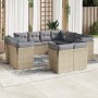 Gartensofa-Set 11-teilig mit beigen Polstern aus synthetischem Rattan von , Gartensets - Ref: Foro24-3250348, Preis: 829,27 €...
