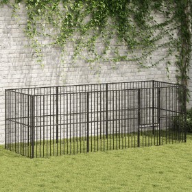 Corralito para perros con 8 paneles acero galvanizado negro