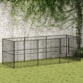 Hundegehege mit 8 Paneelen aus schwarzem feuerverzinktem Stahl. von , Hundehütten - Ref: Foro24-3209557, Preis: 188,78 €, Rab...