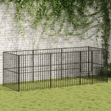 Hundegehege mit 8 Paneelen aus schwarzem feuerverzinktem Stahl. von , Hundehütten - Ref: Foro24-3209557, Preis: 188,71 €, Rab...