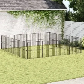 Corralito para perros con 16 paneles acero galvanizado negro by , Dog kennels - Ref: Foro24-3209555, Price: 386,22 €, Discoun...