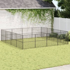Hundegehege mit 16 Paneelen aus schwarzem feuerverzinktem Stahl. von , Hundehütten - Ref: Foro24-3209555, Preis: 395,05 €, Ra...