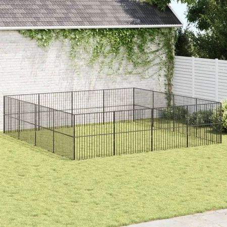 Hundegehege mit 16 Paneelen aus schwarzem feuerverzinktem Stahl. von , Hundehütten - Ref: Foro24-3209555, Preis: 387,13 €, Ra...