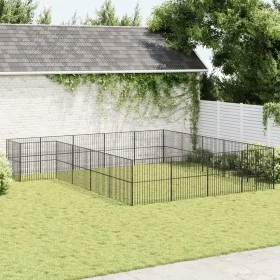 Corralito para perros con 20 paneles acero galvanizado negro by , Dog kennels - Ref: Foro24-3209560, Price: 476,39 €, Discoun...