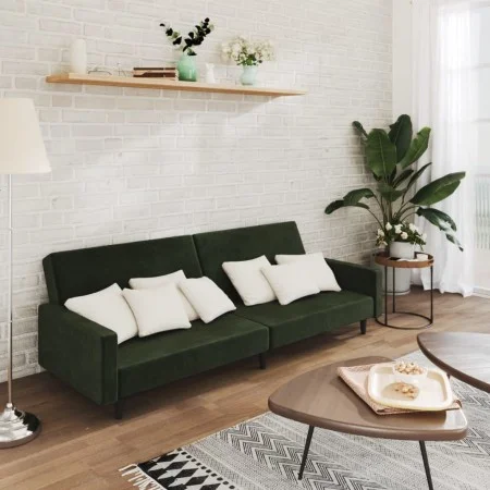 Sofá cama de 2 plazas terciopelo verde oscuro by , Sofas - Ref: Foro24-375739, Price: 261,70 €, Discount: %