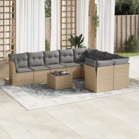 Gartensofa-Set mit 10-teiligen beigen Kissen aus synthetischem Rattan. von , Gartensets - Ref: Foro24-3218179, Preis: 582,76 ...