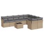 Gartensofa-Set mit 10-teiligen beigen Kissen aus synthetischem Rattan. von , Gartensets - Ref: Foro24-3218179, Preis: 573,82 ...