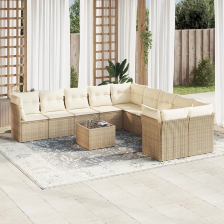 Set de sofás de jardín 11pzas con cojines ratán sintético beige by , Garden sets - Ref: Foro24-3218248, Price: 693,56 €, Disc...