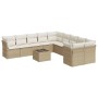 Gartensofa-Set 11-teilig mit beigen Polstern aus synthetischem Rattan von , Gartensets - Ref: Foro24-3218248, Preis: 680,67 €...