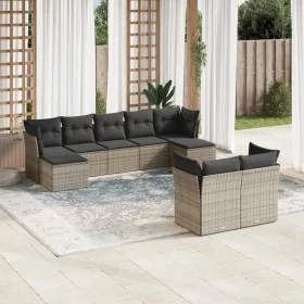 Set de muebles de jardín 9 pzas y cojines ratán sintético gris by , Garden sets - Ref: Foro24-3218310, Price: 518,28 €, Disco...