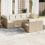 Gartensofa-Set mit 10-teiligen beigen Kissen aus synthetischem Rattan. von , Gartensets - Ref: Foro24-3218158, Preis: 660,20 ...
