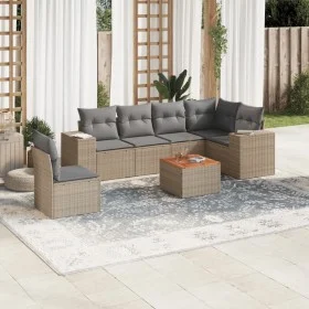 Set sofás de jardín 7 piezas y cojines ratán sintético beige by , Garden sets - Ref: Foro24-3225471, Price: 455,57 €, Discoun...