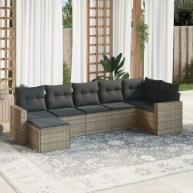 7-teiliges Gartensofa-Set mit grauen PE-Rattan-Kissen. von , Gartensets - Ref: Foro24-3219270, Preis: 412,26 €, Rabatt: %