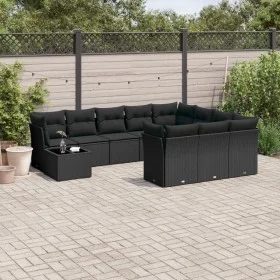 Set de sofás de jardín 11 pzas y cojines ratán sintético negro by , Garden sets - Ref: Foro24-3218255, Price: 710,09 €, Disco...