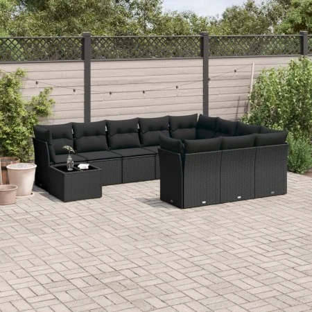 Set de sofás de jardín 11 pzas y cojines ratán sintético negro by , Garden sets - Ref: Foro24-3218255, Price: 707,85 €, Disco...