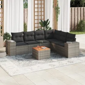 7-teiliges Gartensofa-Set mit grauen PE-Rattan-Kissen. von , Gartensets - Ref: Foro24-3225465, Preis: 438,49 €, Rabatt: %