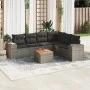 Set de sofás de jardín 7 piezas con cojines ratán PE gris de , Conjuntos de jardín - Ref: Foro24-3225465, Precio: 439,23 €, D...